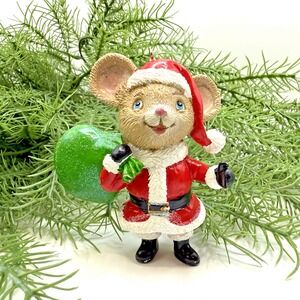 KSA Kurt Adler‎ Santa Mouse Ornament Resin Christmas Figurine Glitter